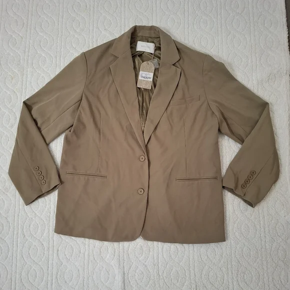Meshki Simone Lined Oversized Blazer Button Olive Jacket Size Medium New - Picture 4 of 16
